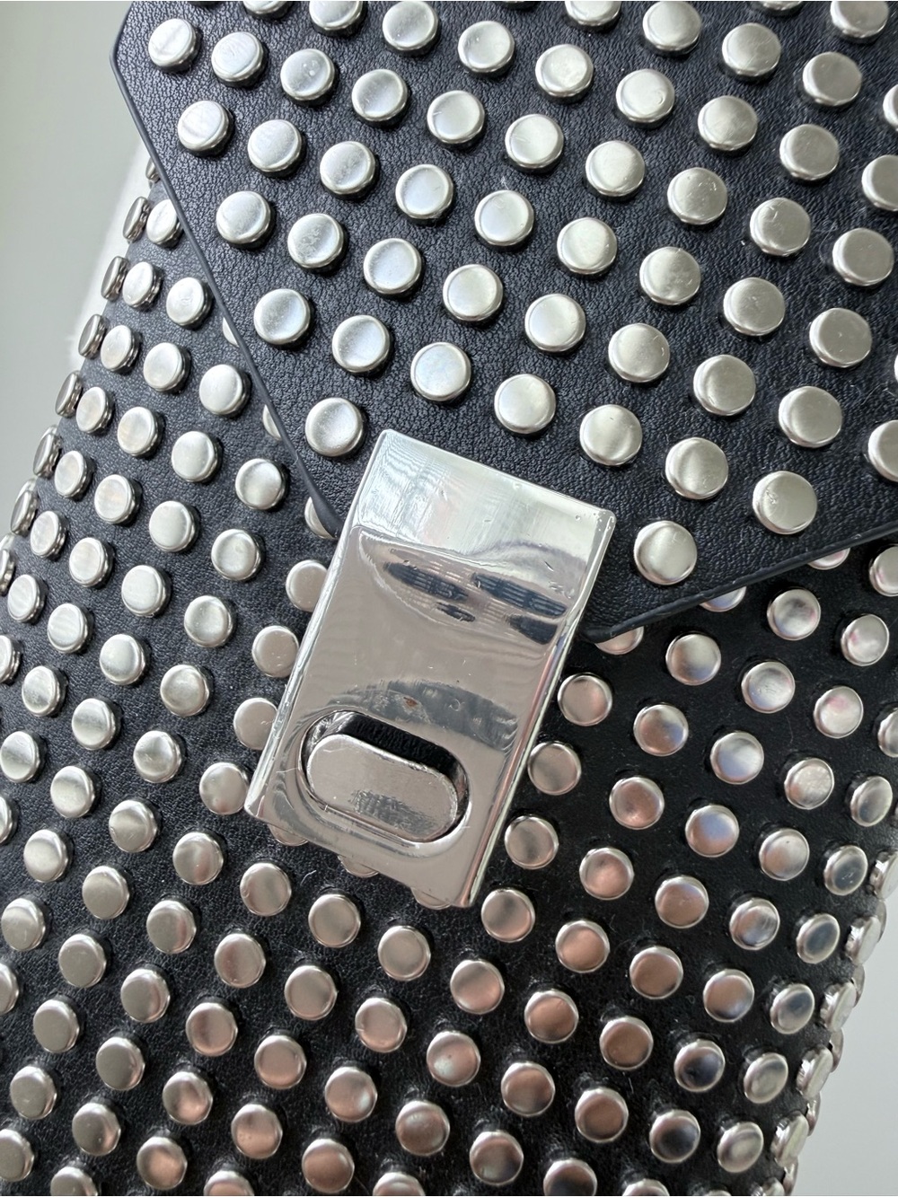 Stradivarius Black Studded Mini Crossbody Bag with Chain - Picture 5 of 13